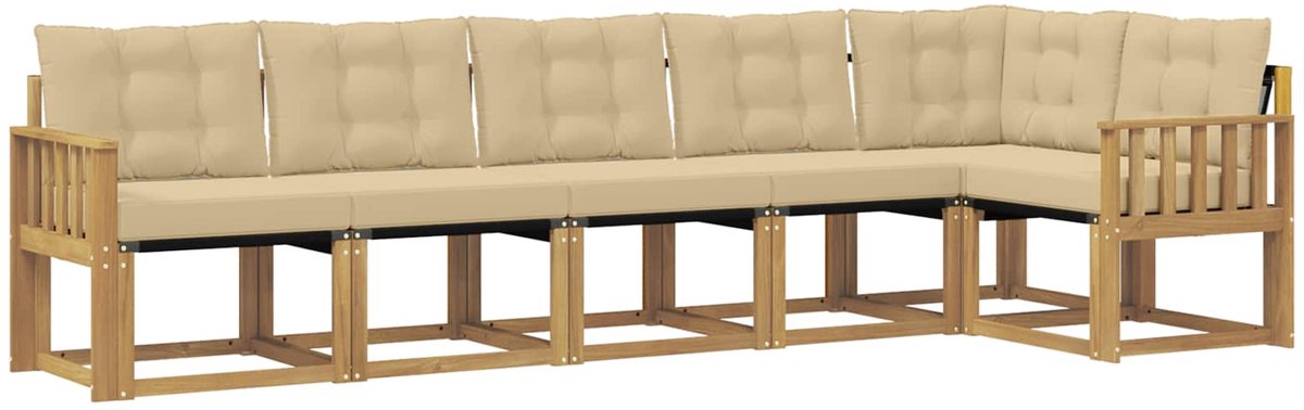 vidaXL Buiten - bank - set - 6 - st - 6-zits - Wit - en - Beige Wit en Beige