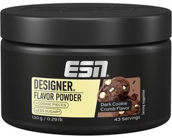 ESN Designer Flavor Powder Dark Cookie Crumb - 130g (43 porties) - Smaakpoeder met Koekjes- en Witte Chocoladestukjes, voor Kwark en Yoghurt, Made in Germany
