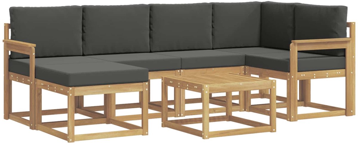 vidaXL Buiten - bank - set - 7 - st - 6-zits - Wit - en - antracietkleurig Wit en antracietkleurig