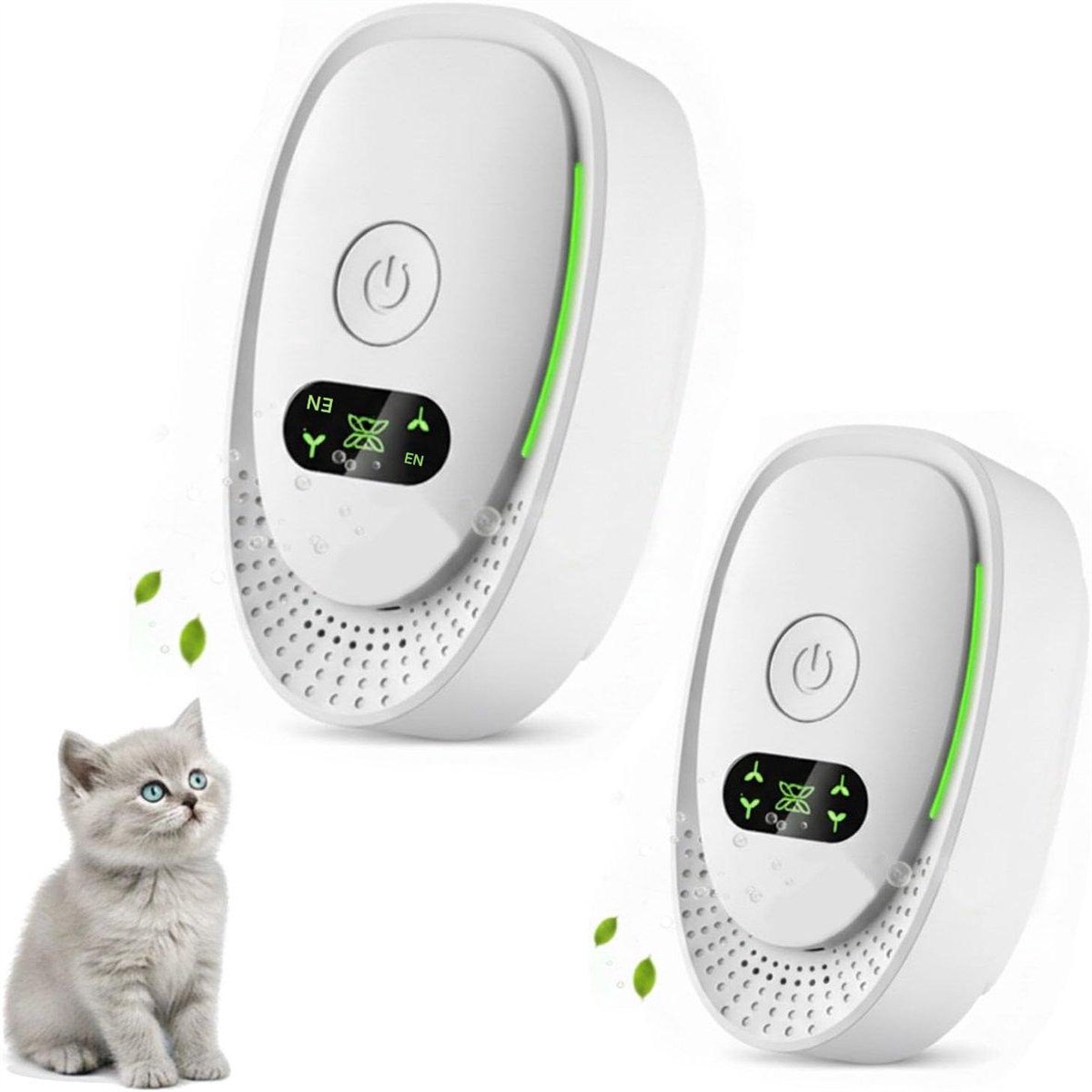 carmdering - Luftreiniger Air Purifier Ionizergenerator - Draagbare Mini-Ionisator - Plug-In Luchtzuiveraar - Verwijdert Dierengeuren En Rook - Vlamvertragend ABS - Ultra Stil Onder - Energiezuinig Slechts - 2 Stuks