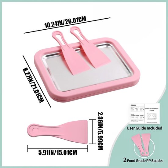 IJsrollermachine - IJsmaker Rolletjes - Desserts Maken - Dubbele Schraper - Niet gespecificeerd - Roze — afbeelding 2