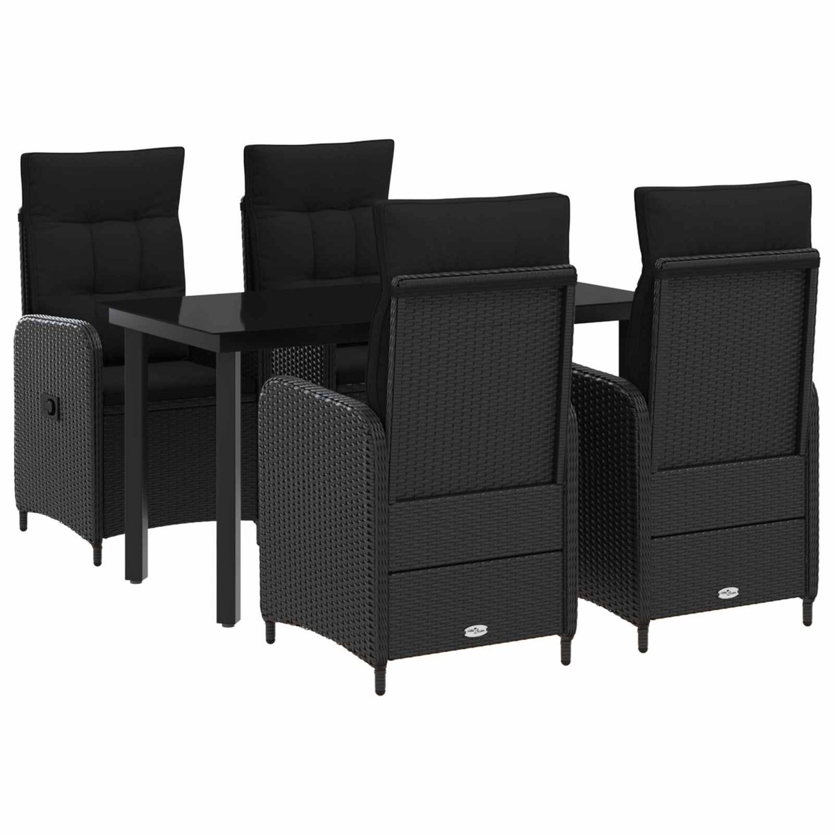 vidaXL Tuin - Eettafel - Set - 5 - st - Zwart - 140 - x - 70 - x - 74 - cm - Polyrotan