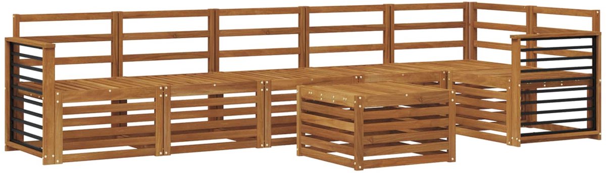 vidaXL Buiten - bank - set - 7 - st - 6-zits - Naturel - Massief - Acacia - Hout