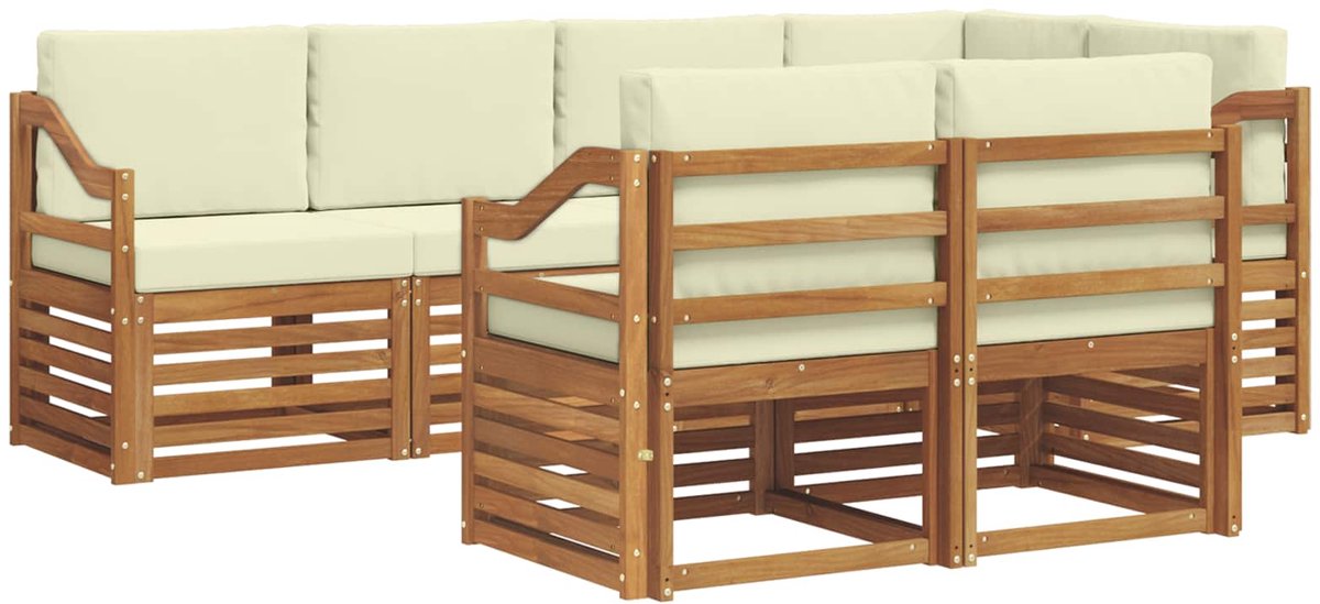 vidaXL Buiten - bank - set - 7 - st - Natuurlijk - en - Crème - Polyester Natuurlijk en Crème