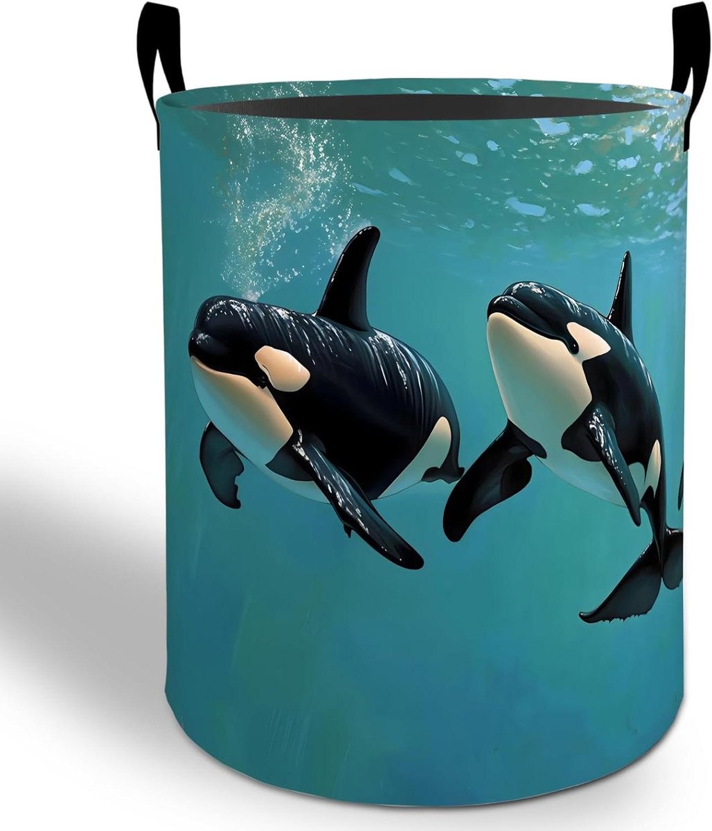 Wasmand Walvis Kledingmand Opbergbak Kleding Opbergen Waterdicht Oxford Doek 40x50 cm Bedrukt