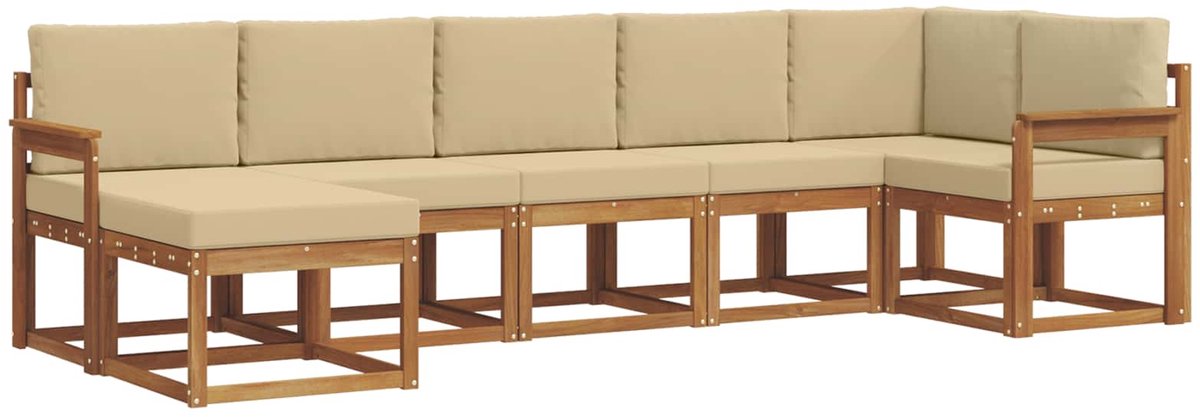 vidaXL Buiten - bank - set - 7 - st - 7-zits - Natuurlijk - en - Beige Natuurlijk en Beige