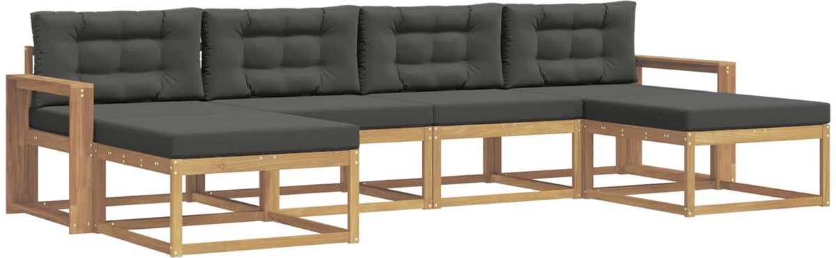 vidaXL Buiten - bank - set - 6 - st - 6-zits - Wit - en - antracietkleurig Wit en antracietkleurig