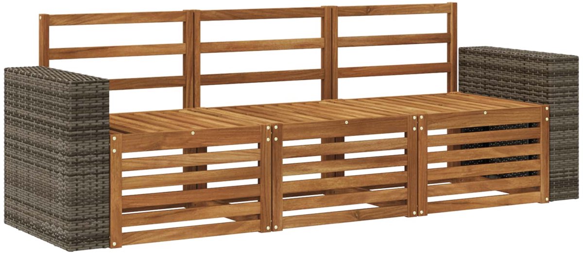 vidaXL Buiten - bank - set - 3 - st - 3-zits - Naturel - Massief - Acacia - Hout