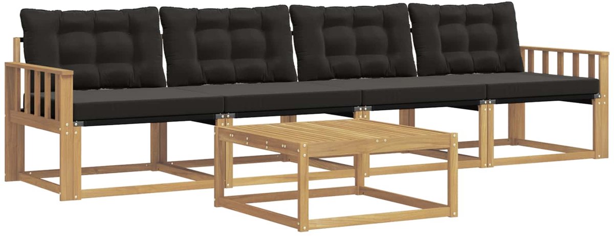 vidaXL Buiten - bank - set - 5 - st - 4-zits - Wit - en - zwart Wit en zwart