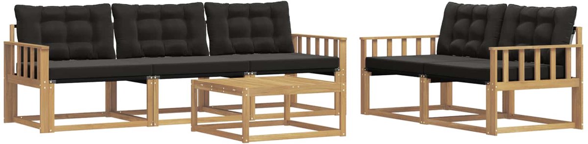 vidaXL Buiten - bank - set - 6 - st - Wit - en - zwart Wit en zwart