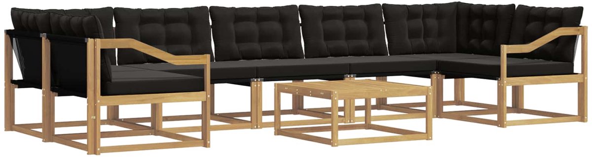 vidaXL Buiten - bank - set - 8 - st - 7-zits - Wit - en - zwart Wit en zwart