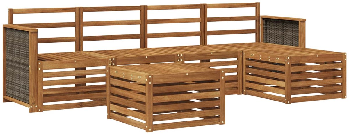 vidaXL Buiten - bank - set - 6 - st - 5-zits - Naturel - Massief - Acacia - Hout