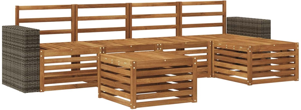 vidaXL Buiten - bank - set - 6 - st - Naturel