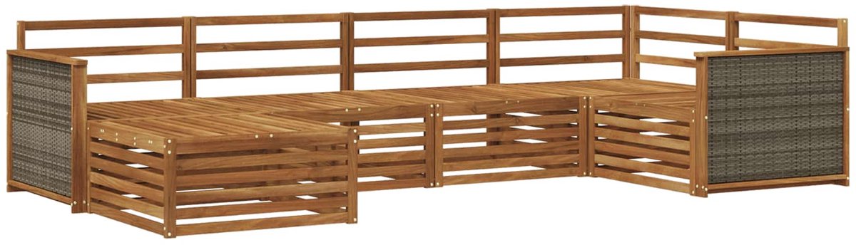vidaXL Buiten - bank - set - 6 - st - 6-zits - Naturel - Massief - Acacia - Hout