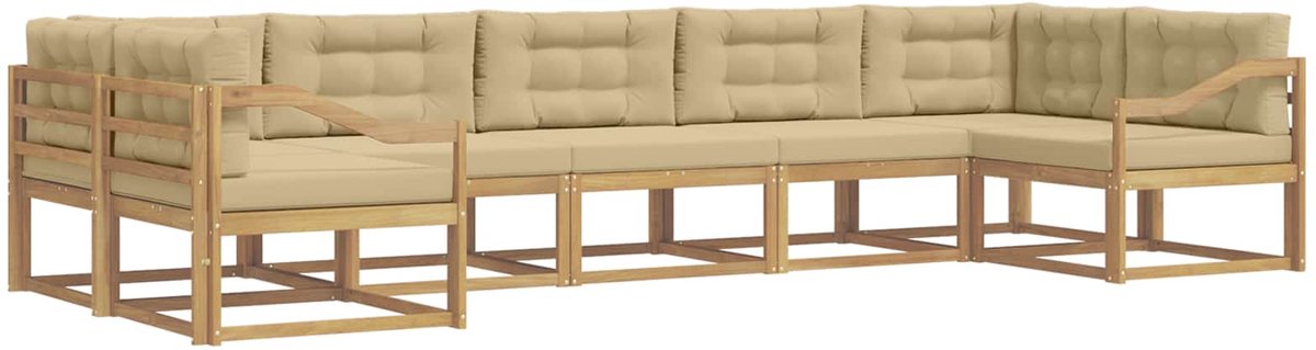 vidaXL Buiten - bank - set - 7 - st - 7-zits - Wit - en - Beige Wit en Beige