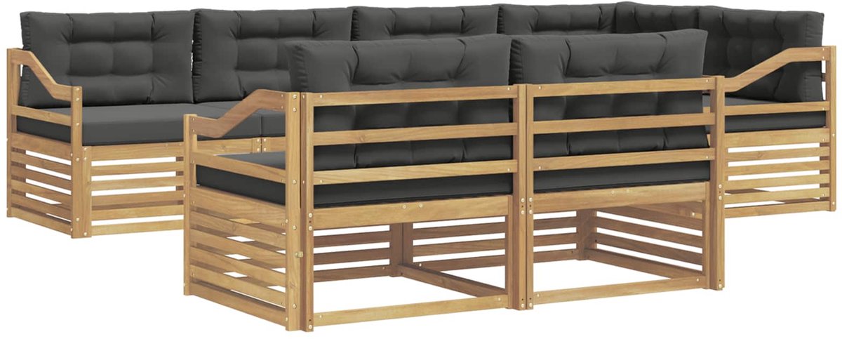 vidaXL Buiten - bank - set - 7 - st - 7-zits - Wit - en - antracietkleurig - Polyester Wit en antracietkleurig