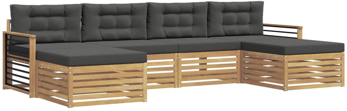 vidaXL Buiten - bank - set - 6 - st - 4-zits - Wit - en - antracietkleurig Wit en antracietkleurig