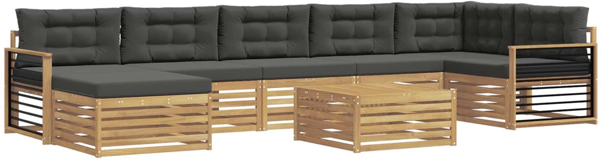 vidaXL Buiten - bank - set - 8 - st - 7-zits - Wit - en - antracietkleurig Wit en antracietkleurig