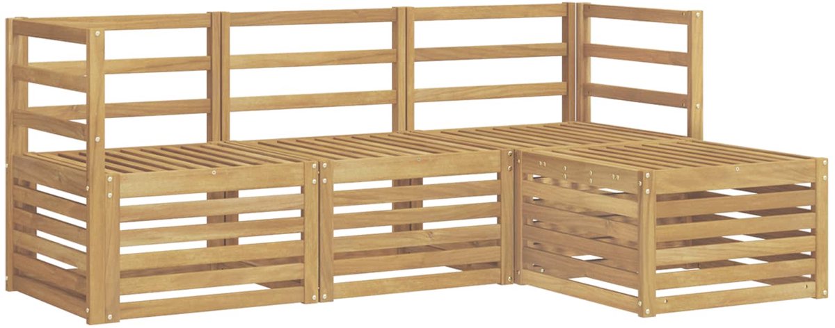 vidaXL Buiten - bank - set - 4 - st - 4-zits - Wit - Massief - Acacia - Hout