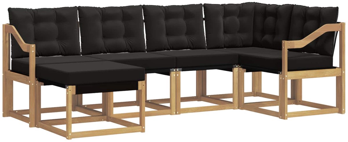 vidaXL Buiten - bank - set - 6 - st - 6-zits - Wit - en - zwart Wit en zwart
