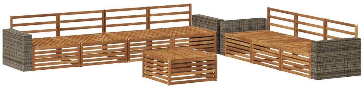 vidaXL Buiten - bank - set - 8 - st - 7-zits - Naturel - Massief - Acacia - Hout