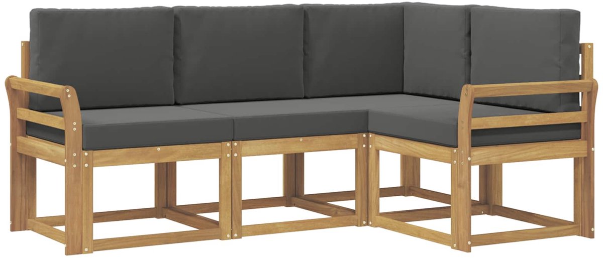 vidaXL Buiten - bank - set - 4 - st - 4-zits - Wit - en - antracietkleurig Wit en antracietkleurig