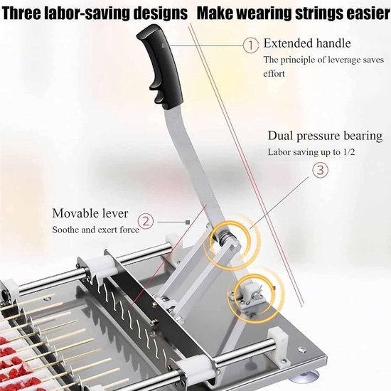 Automatische Kebab Maker - Vlees Prikker Machine - Barbecue Voorbereiden - Gelijkmatige Spiesen - 4 Sjablonen - Zilver — afbeelding 4