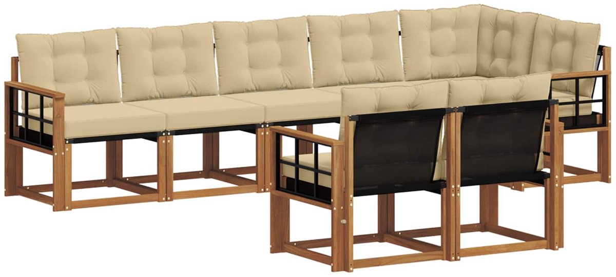 vidaXL Buiten - bank - set - 8 - st - 7-zits - Natuurlijk - en - Beige Natuurlijk en Beige