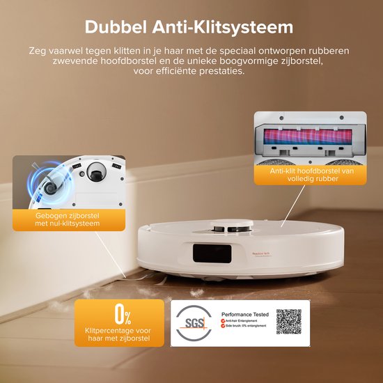 Roborock QV 35S Set-Robotstofzuiger–10000 Pa zuigkracht–Dubbele anti-klitborstels–Slimme obstakelvermijding–Dubbele opklapbare–Draaiende dweilen–Automatisch dweilen–Zelfdrogend–twee stofzuigerzakken en één filter-Wit–Qrevo plus Upgrade