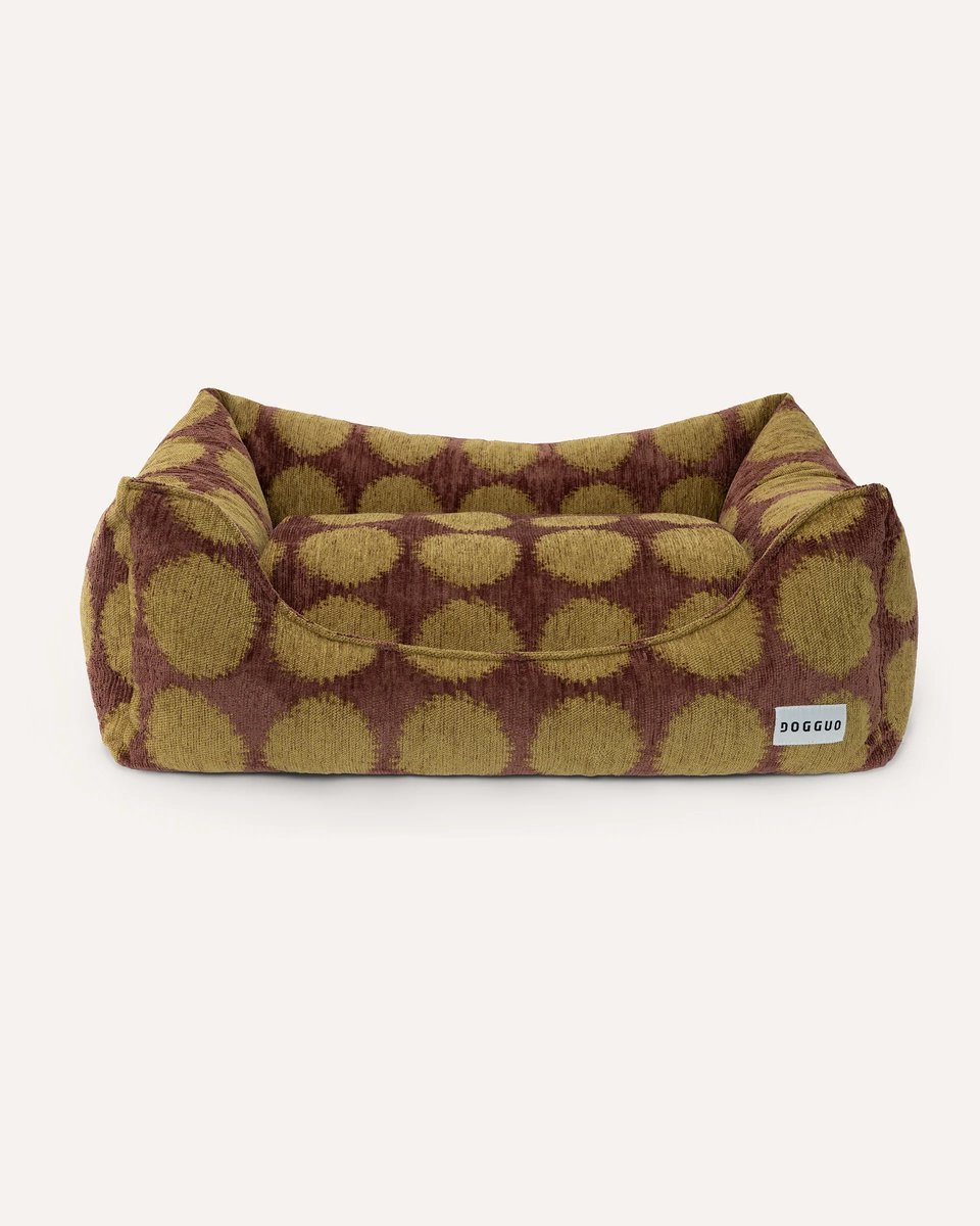DOGGUO® Hondenmand Orthopedisch - M 80x60 cm - Hondenkussen - Honden Kussen voor Hond - Zachte Hondenbed met Rand - Wasbare Hoes - Memory Foam - Dog Bed - Coussin Chien - Bruin Groen