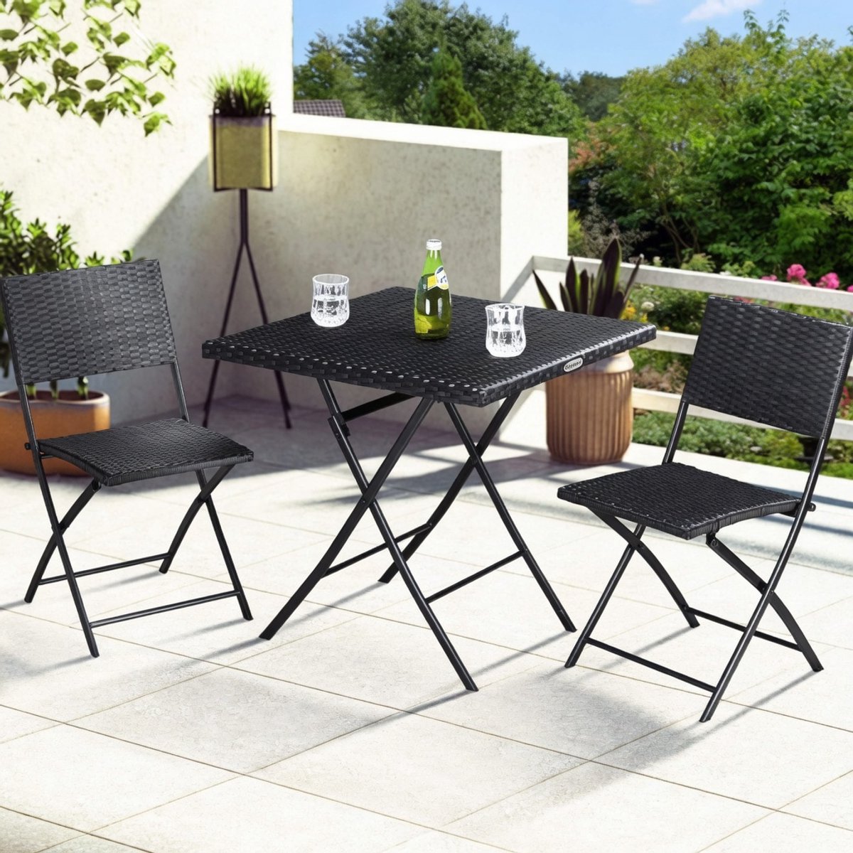 Luxe Poly Rattan Tuinset – Weerbestendig – Zwart – Industrohome