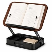 LeafU Verstelbare Boekenstandaard Hout met Opbergvak – Ergonomische Leesstandaard – Kookboekstandaard – Tablet & Laptop Standaard