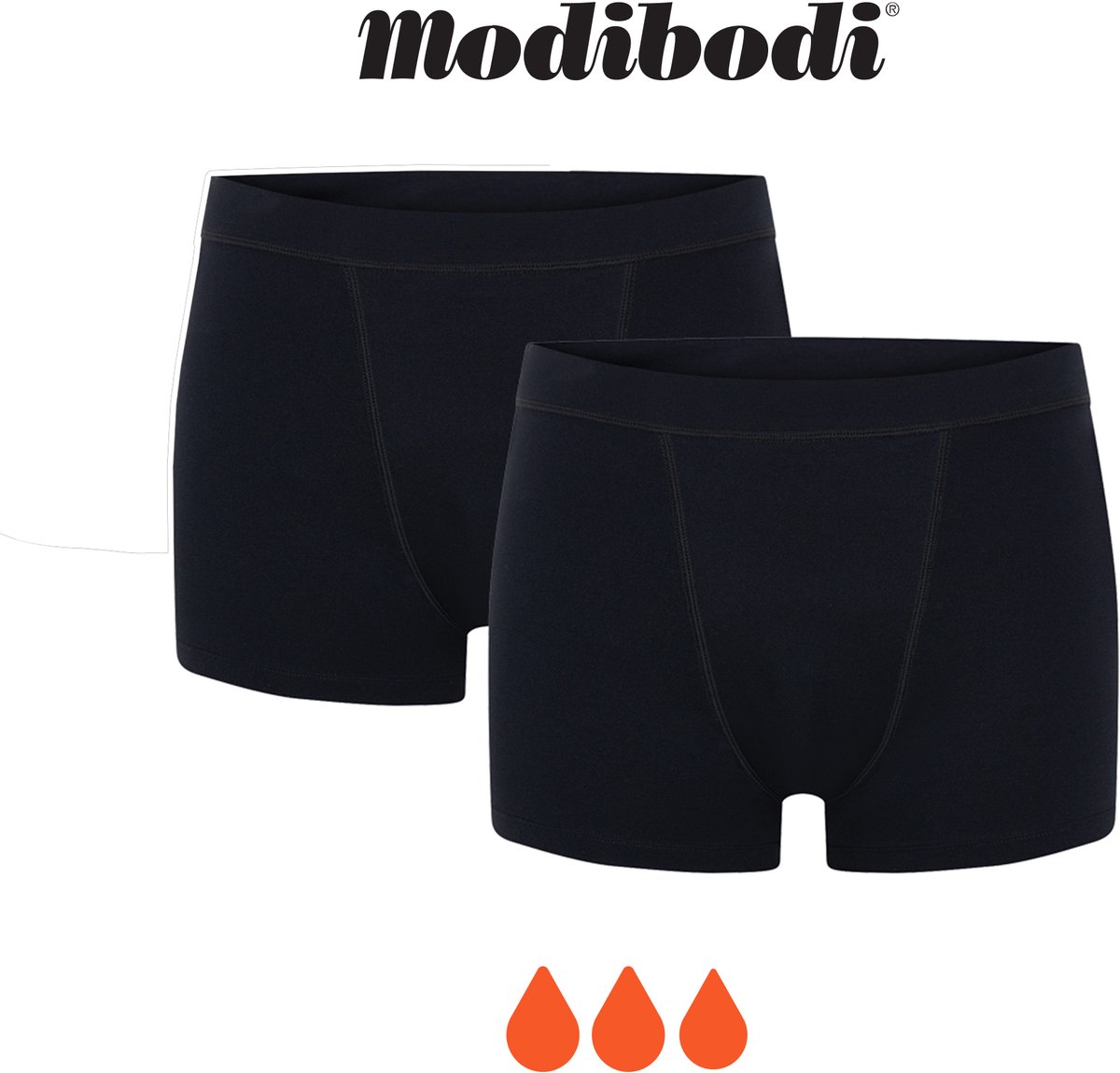 Modibodi Menstruatieondergoed Super Absorberend Dames Zachte Stretch Naadloze Boyshort 2 Pack Zwart 40/42