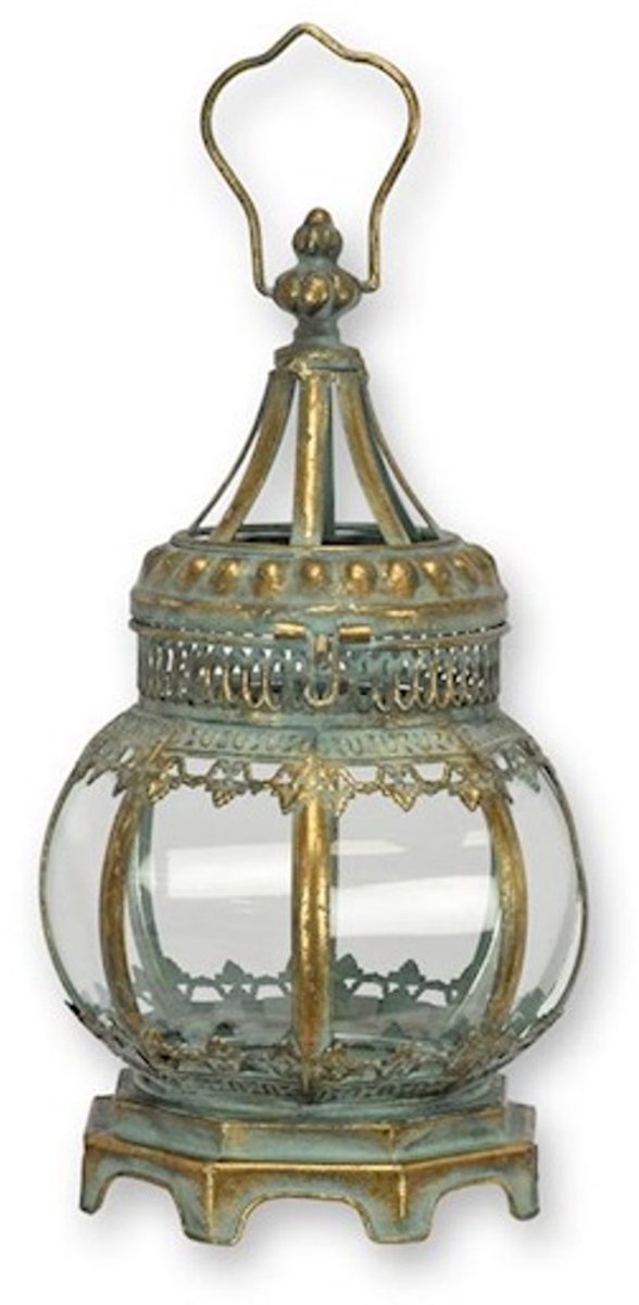 Boutique Trukado - Tinnen Lantaarn "Pompoen" met Glazen Vensters 32,4cm