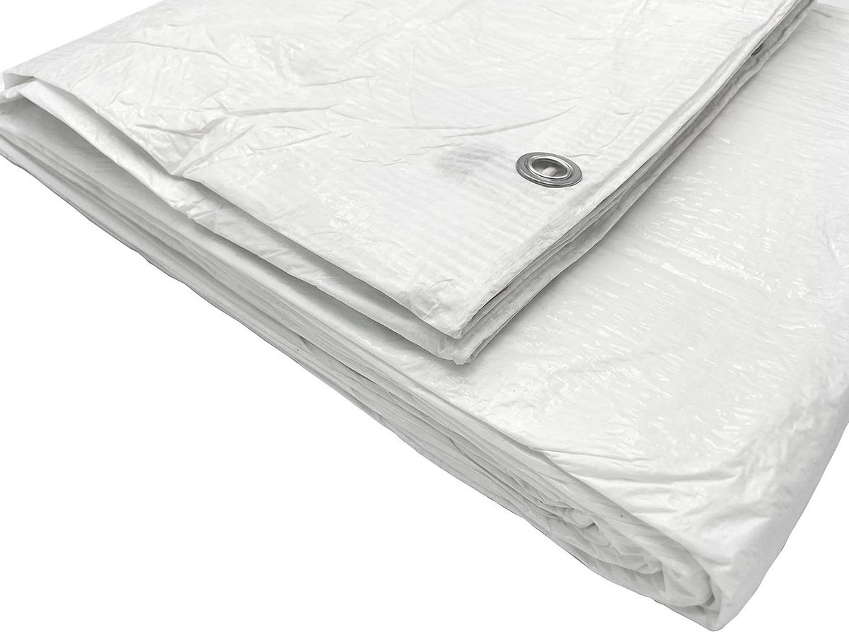 Afdekzeil Waterdicht - Dekzeil Beschermhoes - Spullen Afdekken - Metalen Ringen - 3 x 5 m - Wit