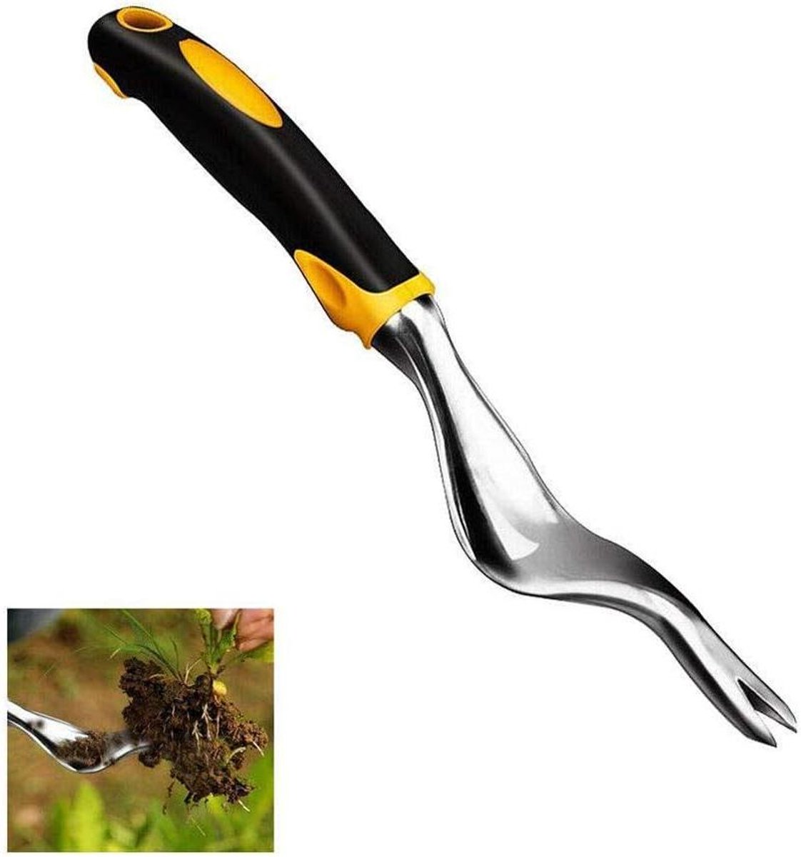 Onkruidwieder Tuin - Handige plantentrekker - Onkruid verwijderen - Ergonomisch handvat - 30 cm lengte - Geel