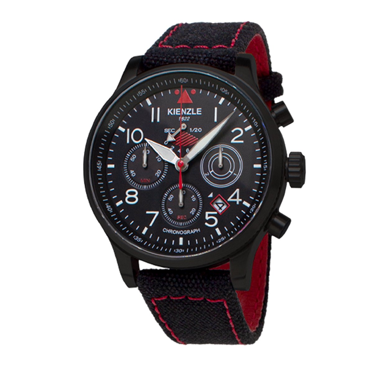 KIENZLE Horloge - Reisen - Quarz Chrono KC408B - Zwart - Sportief Elegante Zwarte Polsband