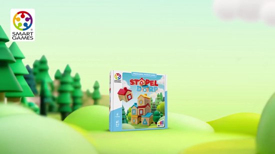 SmartGames Stapel Dorp - Houten Logisch Denkspel - 48 Ruimtelijke Bouwuitdagingen - Educatief Solospel voor Kleuters - Vanaf 3 Jaar