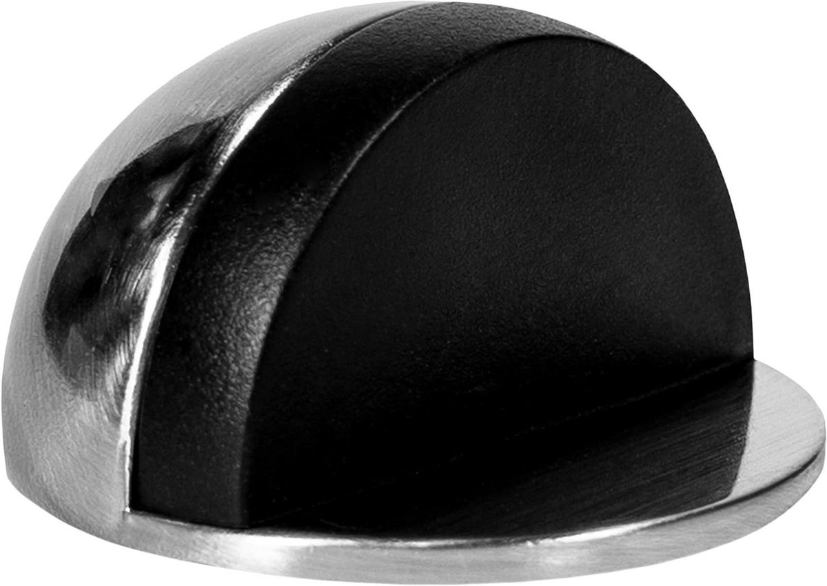 Mini Deurstopper - Deurstop Muurbeschermer - Bescherming Vloer - Met Rubber Buffer - 4.5 cm Diameter - Zilver