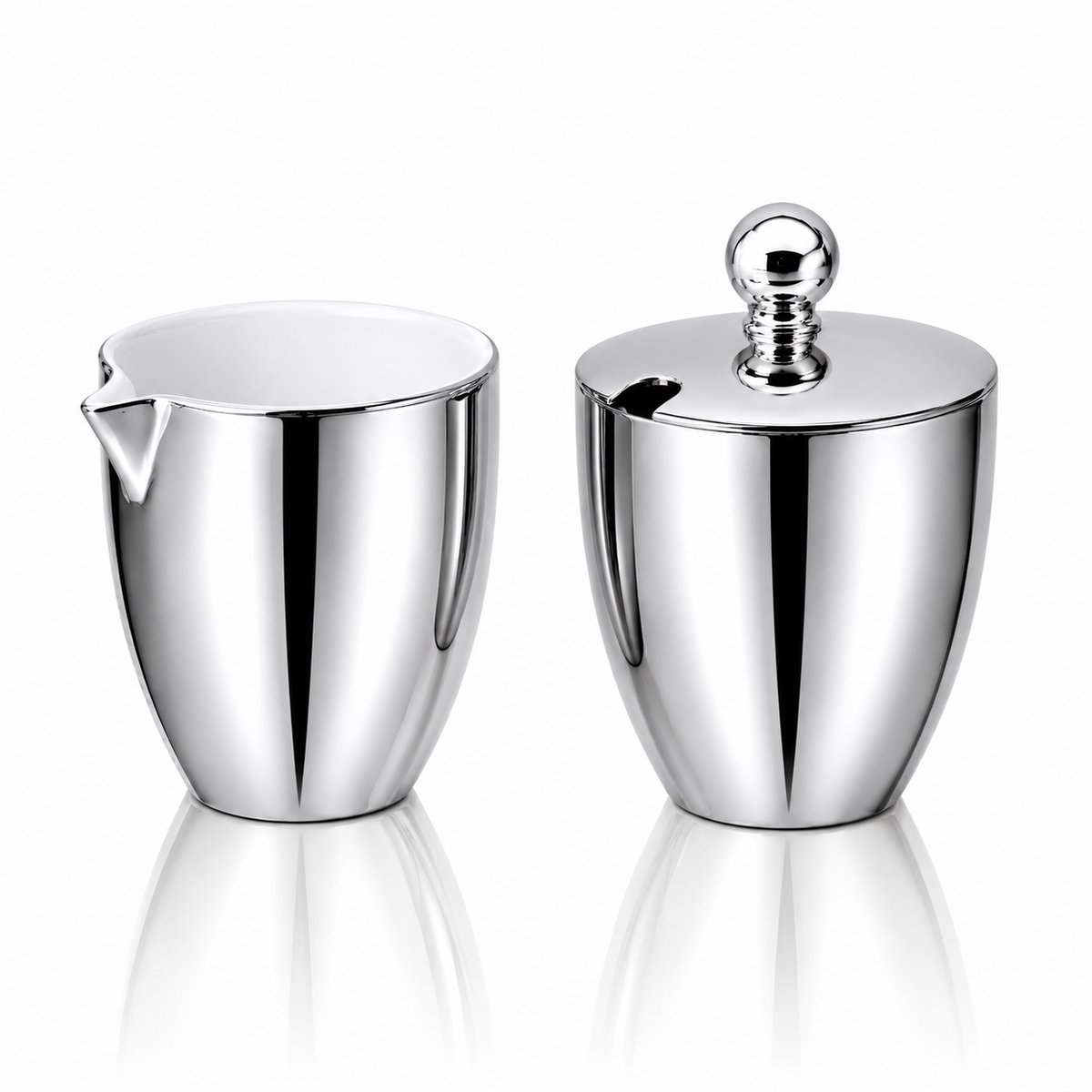 vtwonen - Melkkannetje en Suikerpot - Zilver - Porselein