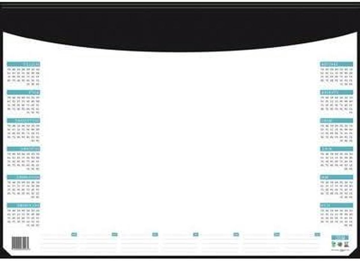 Bureauonderlegger Kalender - Bureau Pad - Planning Werk - Eeuwige Kalender - 405 x 55 cm - Zwart