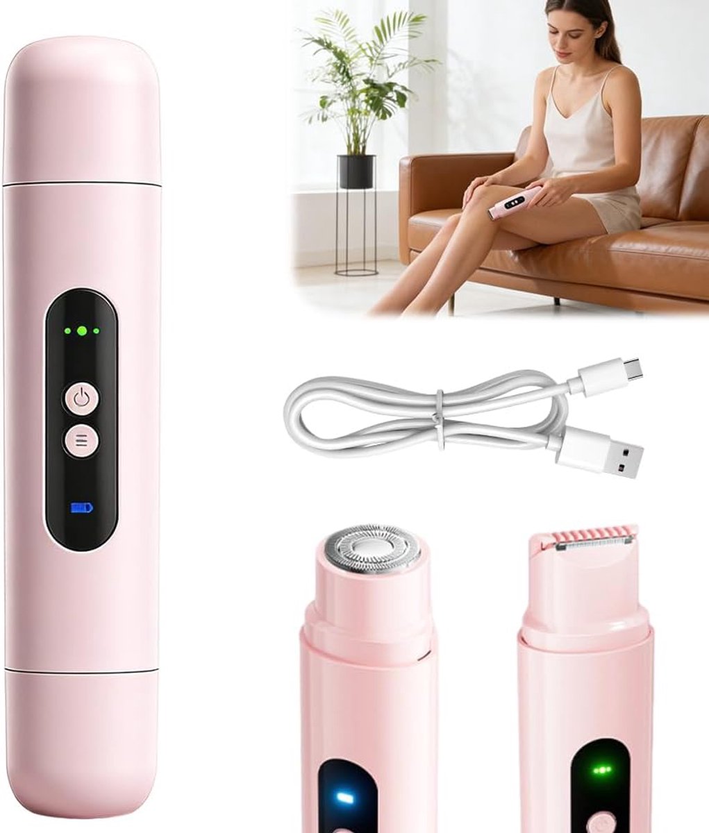VHV-Ladyshave - Bikinitrimmer - Trimmer dames - Bikinilijn trimmer - 2-in-1 - Waterdicht - IPX7 - Nat en droog scheren - Voor intieme zone, benen en lichaam - Roze