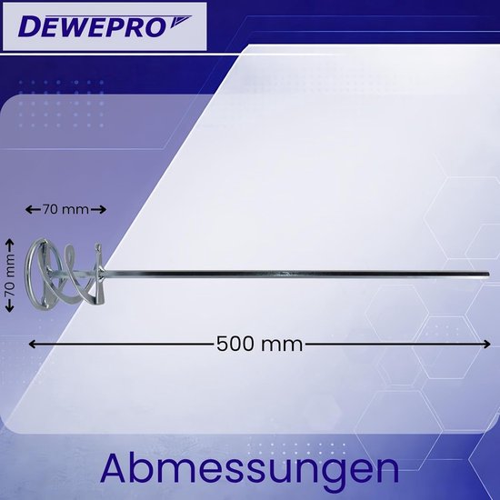 Wentelmixer Dubbele Spiraal - Mortelmixer Roerstaaf - Pasteuze Materialen Mengen - Verzinkt Staal Robuust - 70 x 500 mm - Zilverkleurig van Wentelmixer — afbeelding 2