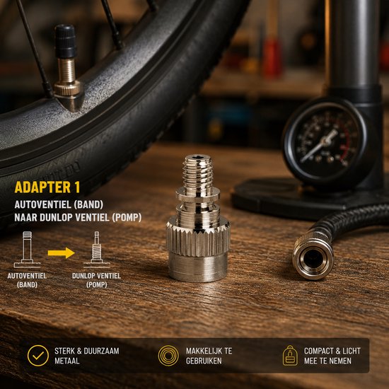 Dunlop 3-delige set ventieladapters fietsventiel adapter AV-DV/DV/FV-AV/FV-DV 3-delige ventieladapter — afbeelding 3