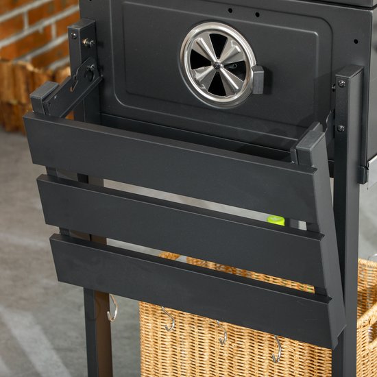 Houtskoolbarbecue - Grillwagen - Tuinbarbecue - Twee roosters - Inklapbare zijtafels - Opbergplank - Handvat - Buiten koken - 120x64x114cm - Zwart van Merkloos — afbeelding 3