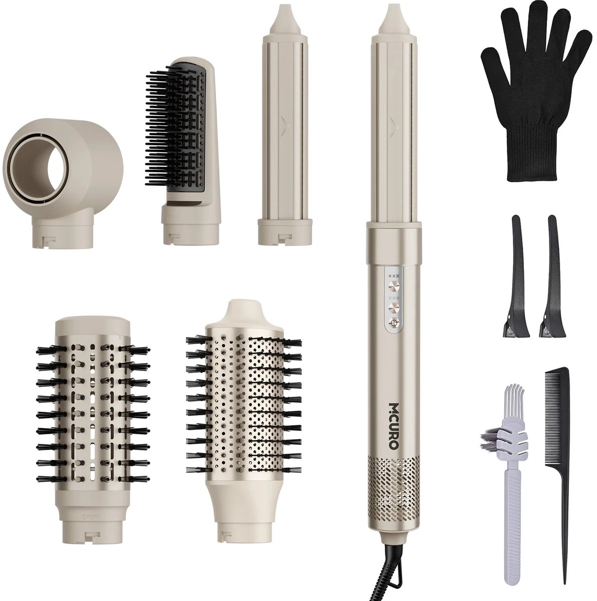 LUMÉ STORE - Haarstyler 6-in-1 - Heteluchtborstel - 110.000 RPM - Negatieve Ionen - Krultang - Anti Hitteschade - Goud