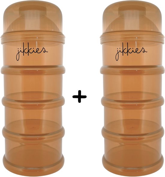 Jikkies Melkpoeder doseerdoosjes - SET Beige & Taupe - Melkpoeder bewaarbakjes - Melkpoeder toren - Melkpoedertoren - Melkpoederdoos - Dispenser - 4 lagen - BPA FREE - Getest op EN14372