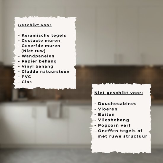 Lijst met geschikte en niet geschikte ondergronden voor wandtegels.