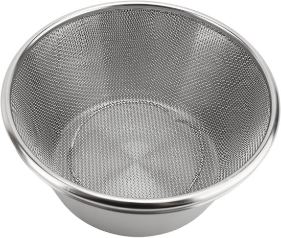 304 Stainless Steel Colander Mixing Bowl Set | 16cm Portable Kitchen Strainer for Washing Rice/Fruits/Veggies | Compact & Stackable | Tarnish - Proof, 2 in 1 — afbeelding 4