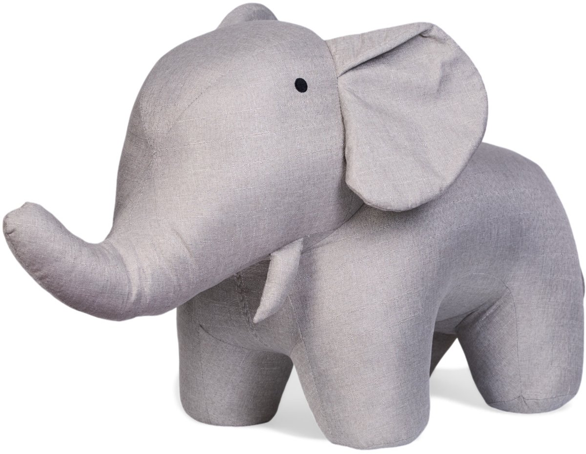 Childhome Staande Olifant – Grijs – Knuffel - Zacht Speelgoed van Linnen – Decoratief & Speels